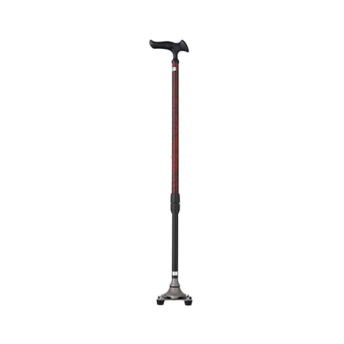 フジホーム かるがも4ポイントステッキ(バーズアイレッド/バーズアイシルバー)(長さ71～93cm、2.5cmピッチ)(重さ約570g) 多点杖 ステッキ 杖
