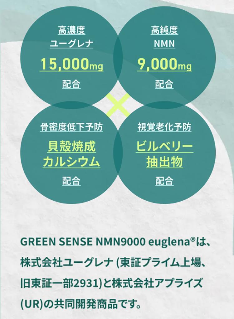 日本製NMNサプリメント Green Sense NMN 9000 euglena 99.9% 高純度 